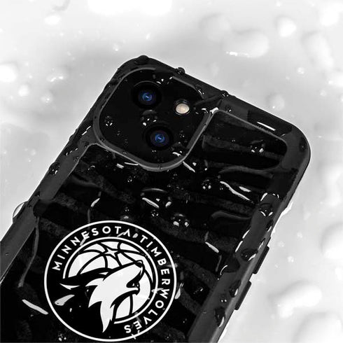 NBA Minnesota Timberwolves Black Animal Print iPhone 15 Waterproof Case